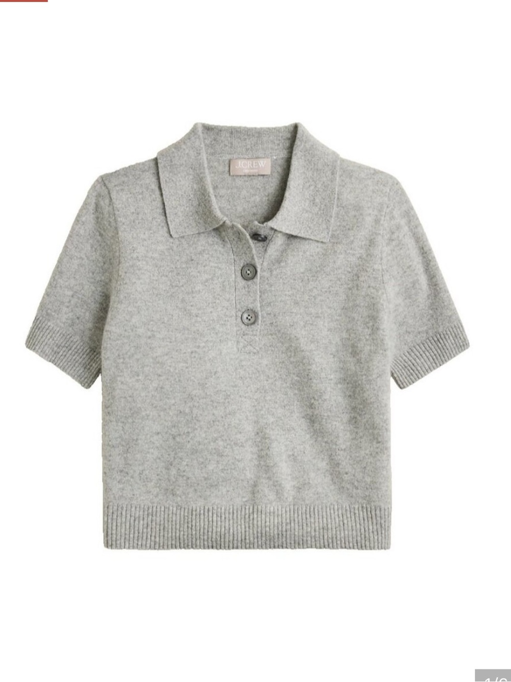 J. Crew Cashmere Heather Gray Short-Sleeve Polo Sweater